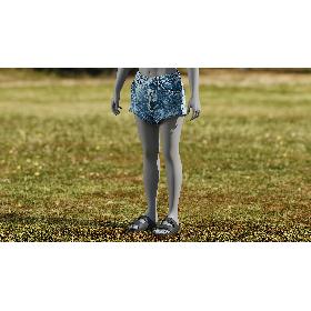 3D Women's Jean Shorts with Slippers model